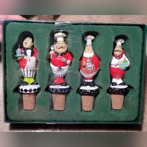 Chef Wine Bottle Stoppers Set - Red and White
